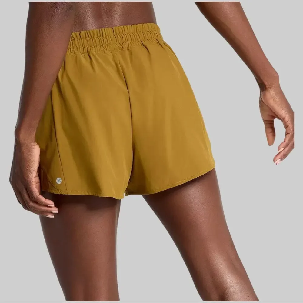 Calia Women's Mid Rise Infinity Run Short in Olive Bronze | Small - Picture 3 of 11